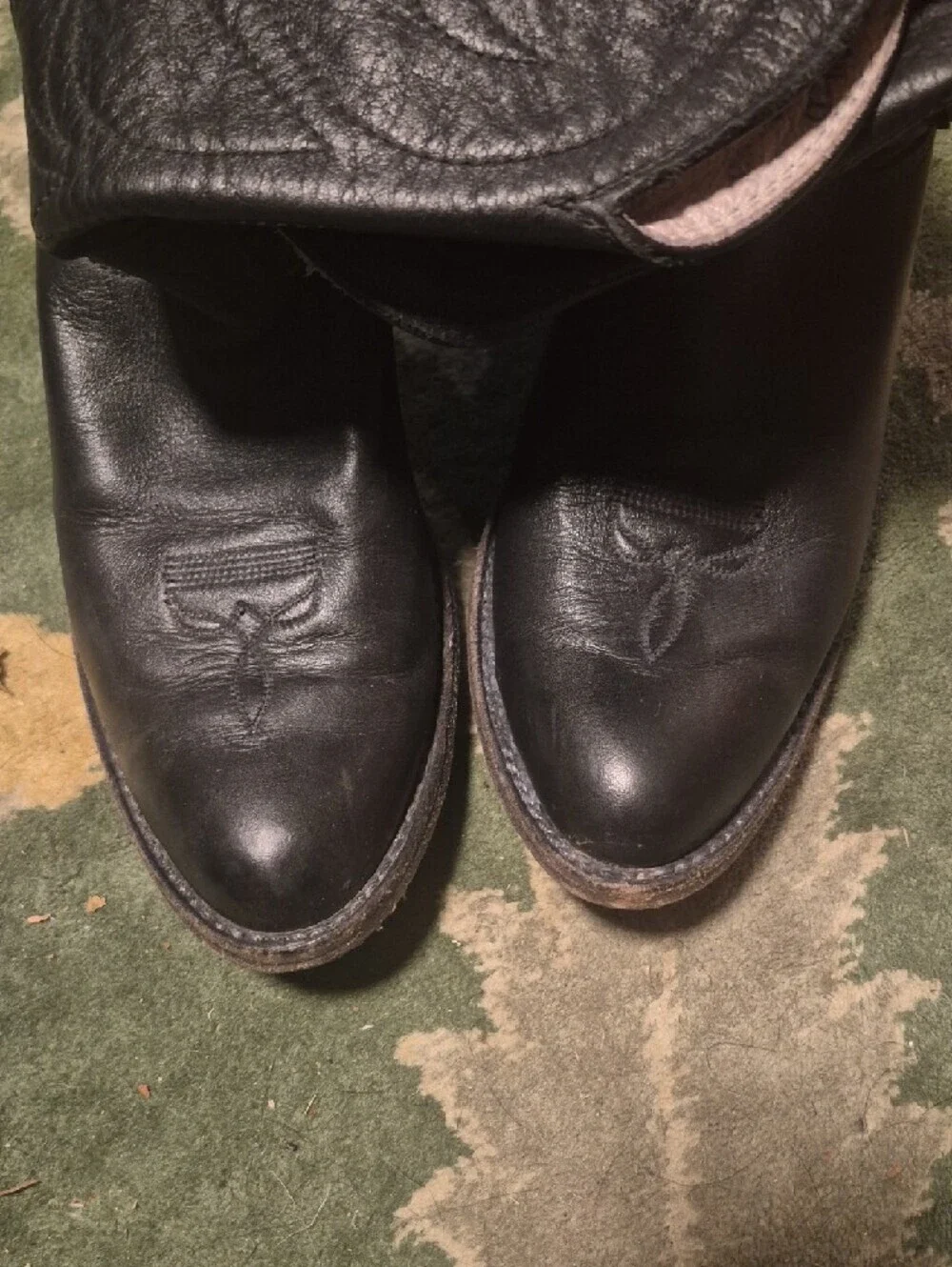 Classic Black Leather Western Boots - Men's